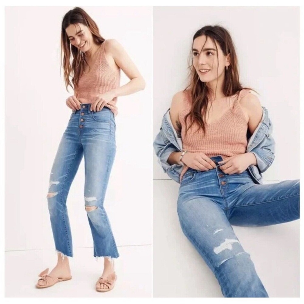 Madewell Light Blue Distressed Cropped Jeans